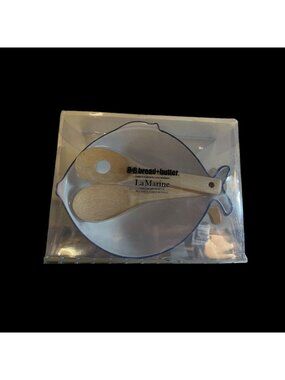 Bread & Butter, La Marine Fish‑Shaped Salad Bowl & Bamboo Server Set New in Box